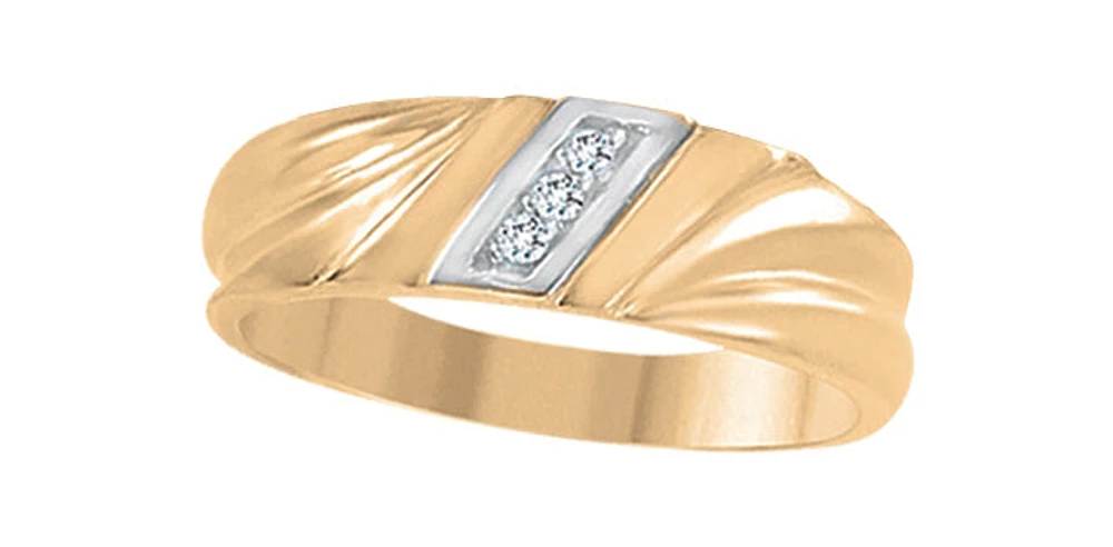 0.03 ct T.W.Fancy Fit Slant Yellow Gold Wedding Band