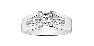 0.50 ct T.W.-14K White Gold Princess Cut Split Shank Engagement Ring