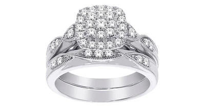 ct T.W.-10K White Gold Composite Diamond Square Frame Bridal Set