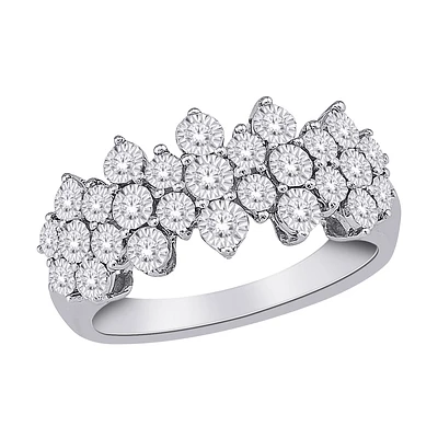 0.50 ct T.W.-10K White Gold Diamond Cluster Row Anniversary Band