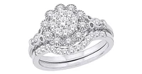 0.65 ct T.W.-10K White Gold Diamond Floral Bridal Set