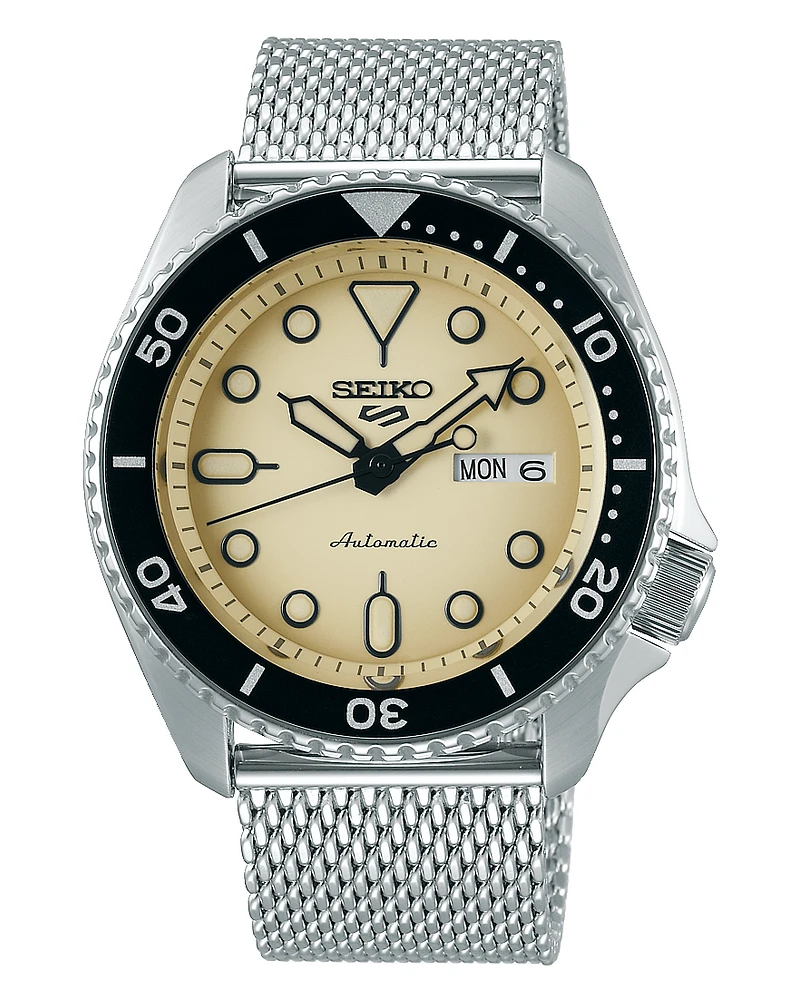 Seiko 5 Sport Automatic Watch Crème Dial Black Bezel SRPD67K1