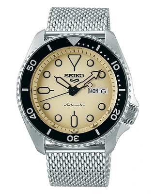 Seiko 5 Sport Automatic Watch Crème Dial Black Bezel SRPD67K1