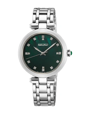 Seiko Women Quartz Diamonds Green Mother of Pearl SRZ535P1