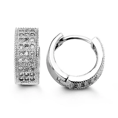 5x13mm C.Z Triple Pave Silver Huggies