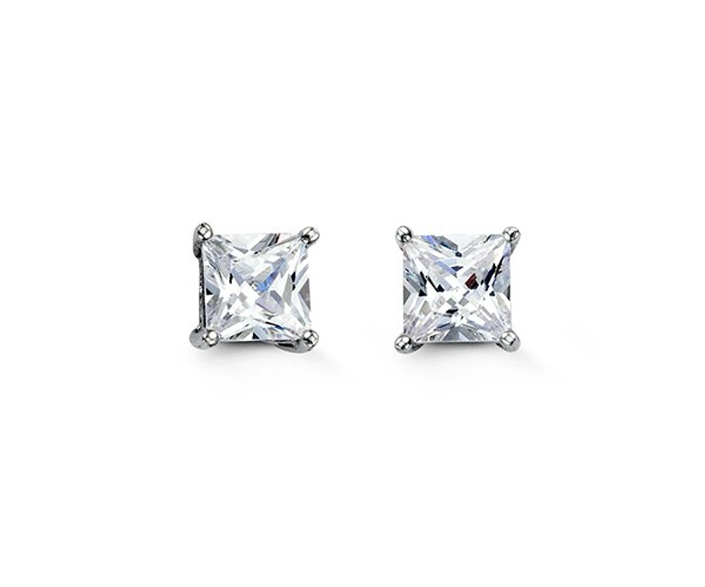 6mm Silver Square Studs