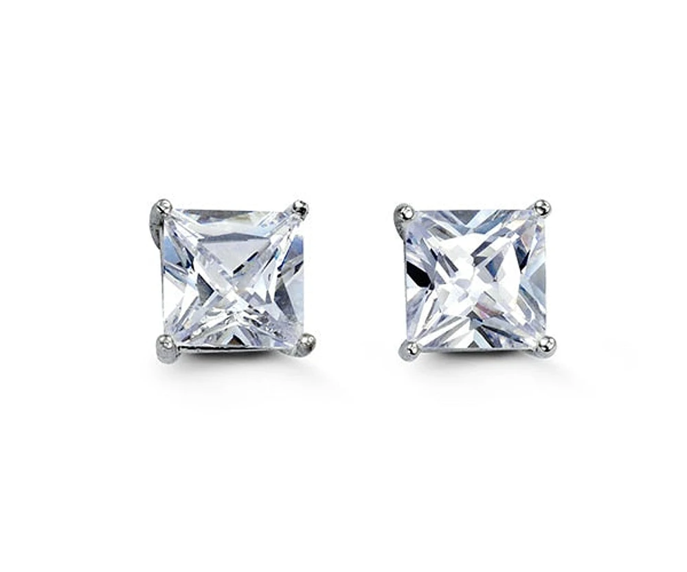 8mm Silver Square Studs