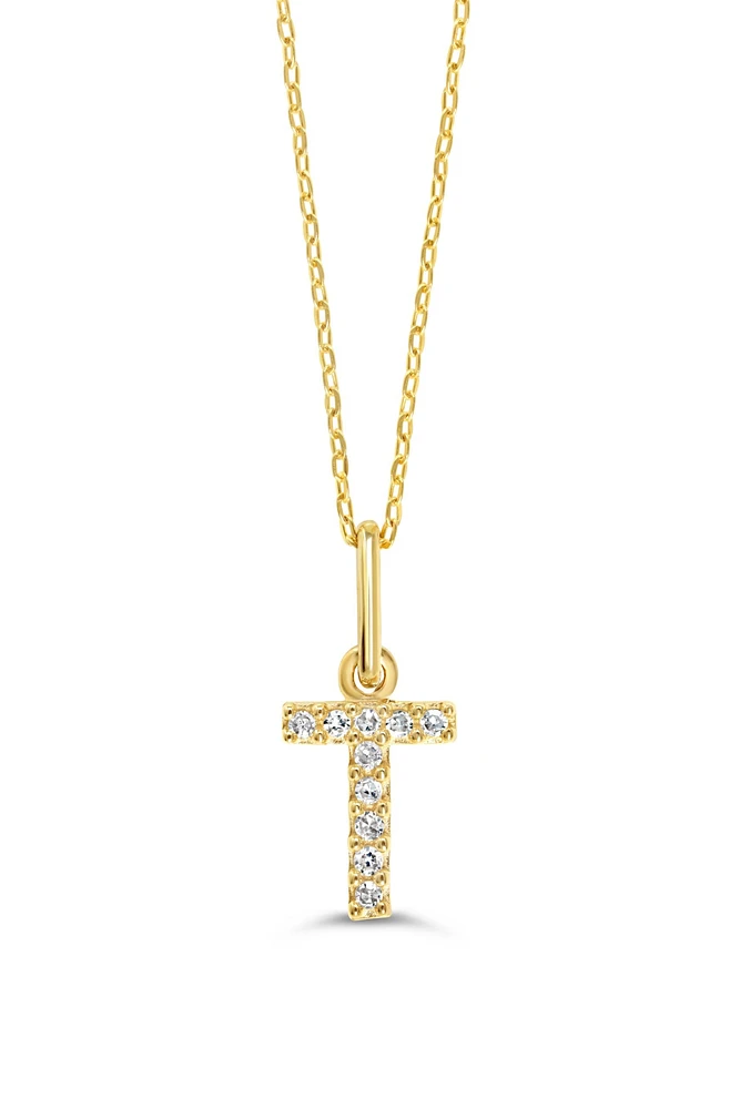 0.05 ct T.W. Diamonds "T" Initial Pendant in 10K Gold