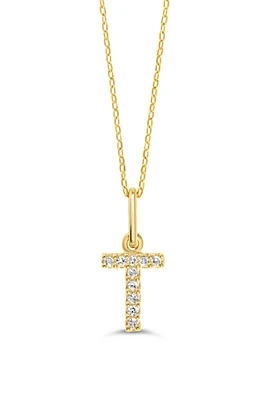 0.05 ct T.W. Diamonds "T" Initial Pendant in 10K Gold