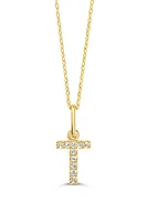 0.05 ct T.W. Diamonds "T" Initial Pendant in 10K Gold