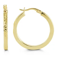 Diamond Cut Yellow Gold Hoops