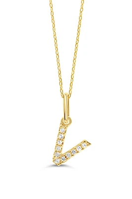 0.05 ct T.W. Diamonds "V" Initial Pendant in 10K Gold