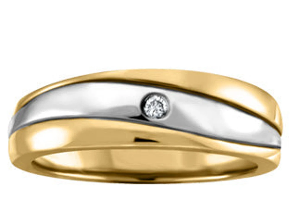 0.03 ct T.W. Yellow & White Gold Wedding Band