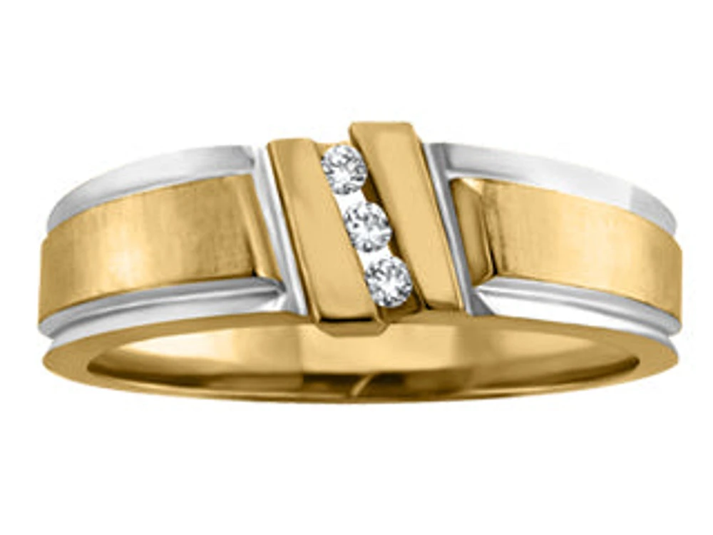 0.06 ct T.W. 3-Stone Slant Two Tone Gold Wedding Band