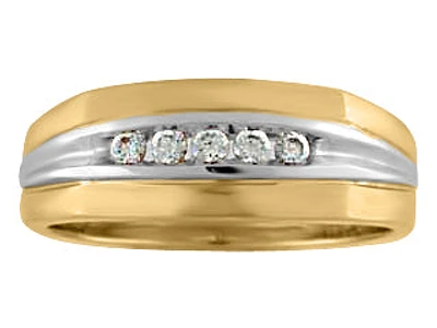 0.15 ct T.W. 5-Stone Yellow & White Gold Wedding Band