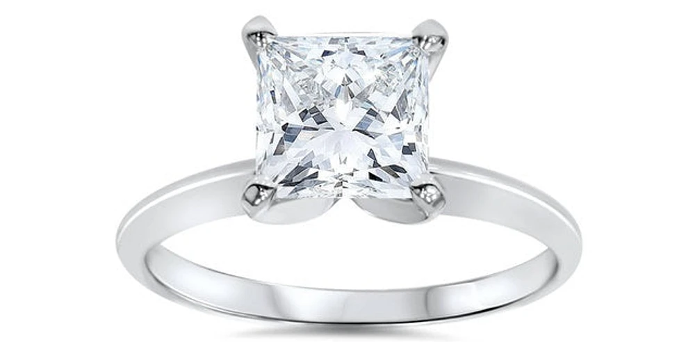 1.50 ct T.W.-14K White Gold Lab Princess Diamond Solitaire Cathedral Engagement