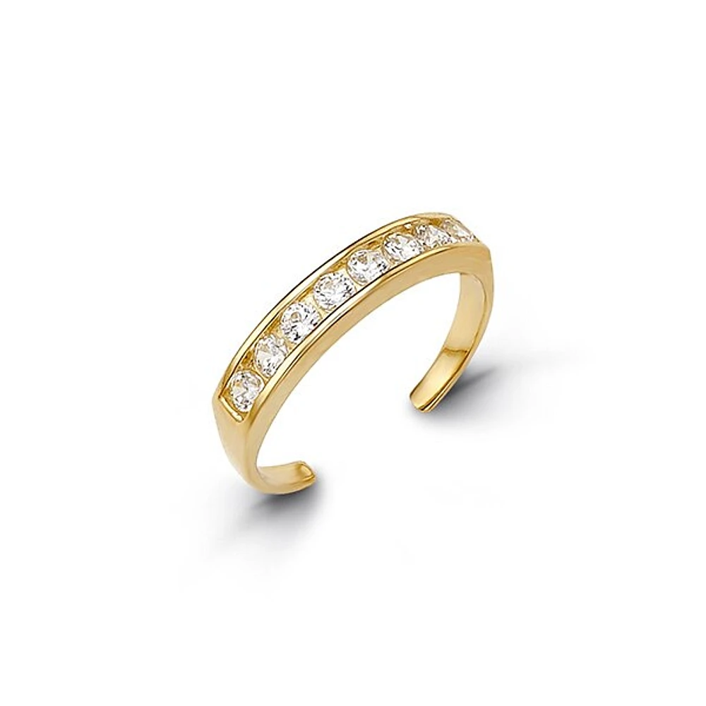 CZ Channel Setting Adjustable Toe Ring in Gold