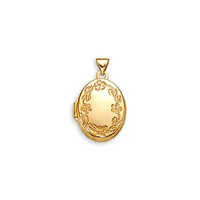 Oval Scroll Floral Locket in 10K Gold