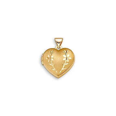 Floral Heart Locket in 10K Yellow Gold (Model BEL