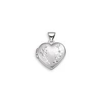 Floral Heart Locket in 10K White Gold (Model BEL-03005)