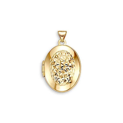 Oval Locket Laser Cut Floral in 10k Gold