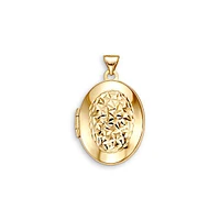 Oval Locket Laser Cut Floral in 10k Gold