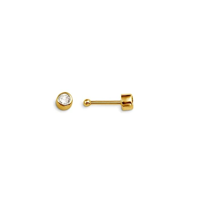 CZ Bezel Nose Stud Bone Pin in 14K Gold