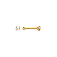 CZ Classic Nose Stud Bone Pin in 14K Yellow Gold