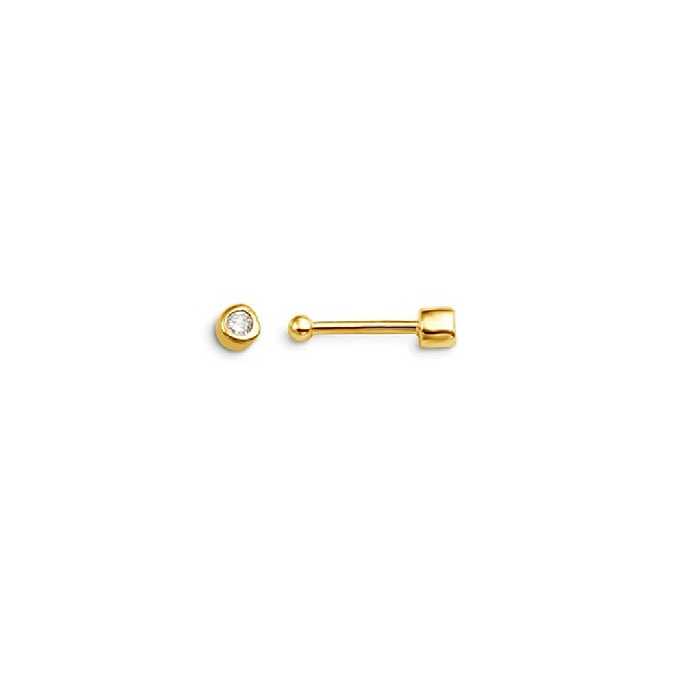 Diamond Bezel Nose Stud Bone Pin in 14K Gold