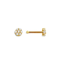 CZ Flower Nose Stud Bone Pin in 14K Gold