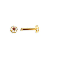 CZ Floral Fuchsia Nose Bone Pin in 14K Gold