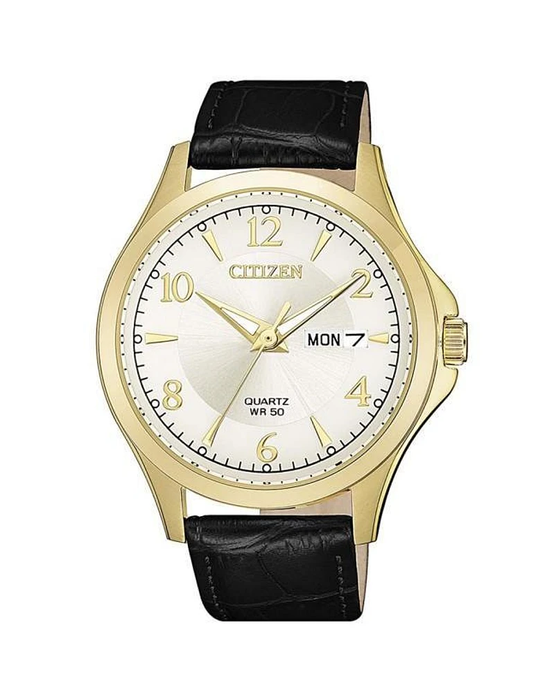 Citizen Quartz Mens Gold-tone Leather Watch (Model: BF2003-25A)