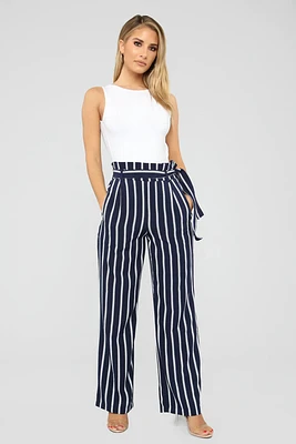 NAVY & WHITE STRIPS WIDELEG PANT PRINT-5