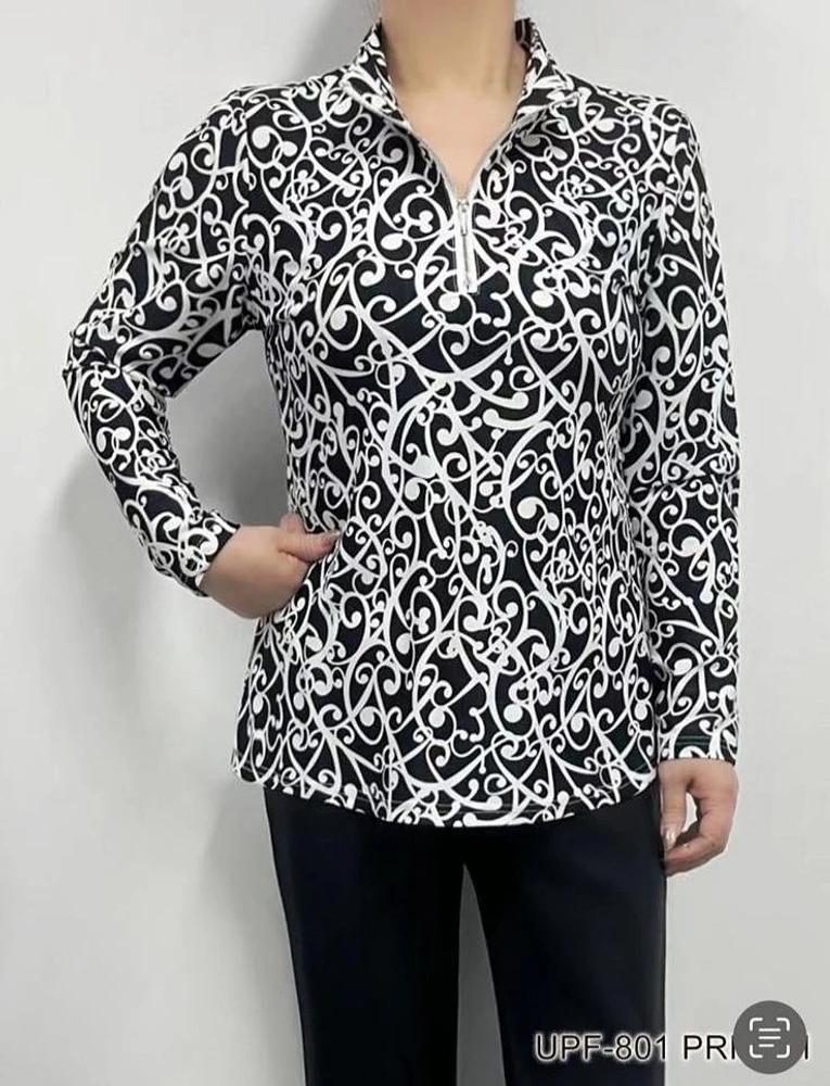 Black and White Printed Top UPF-801 PRINT 1