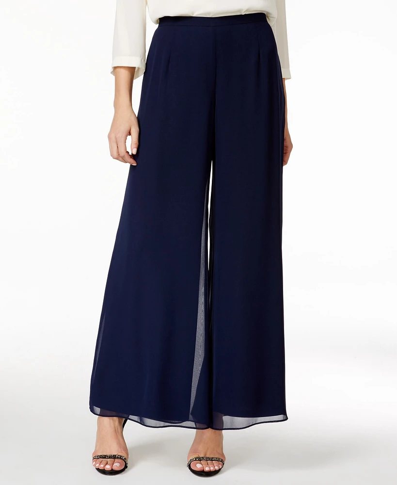 Navy Wide Leg chiffon pant 60144