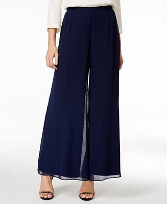 Navy Wide Leg chiffon pant 60144