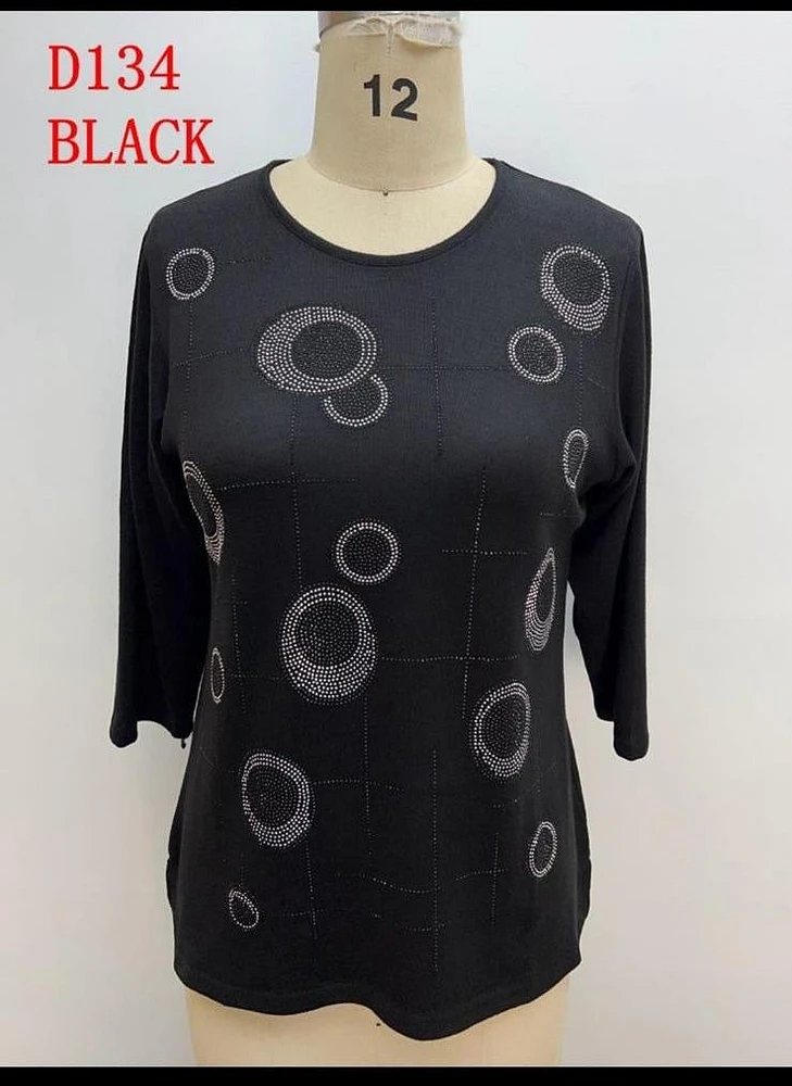 Black Sequin Dot Pattern Top D134