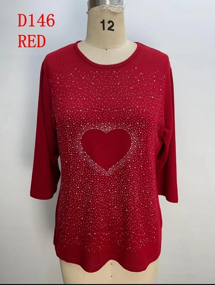 Sequin Heart Pattern Top D146