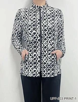 Black/White Zipper Front Jacket UPF-803 PRINT 1