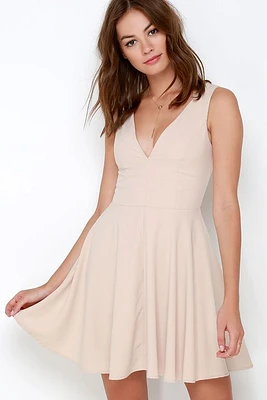 NUDE / Neutral color v neck prom dress 6670-D