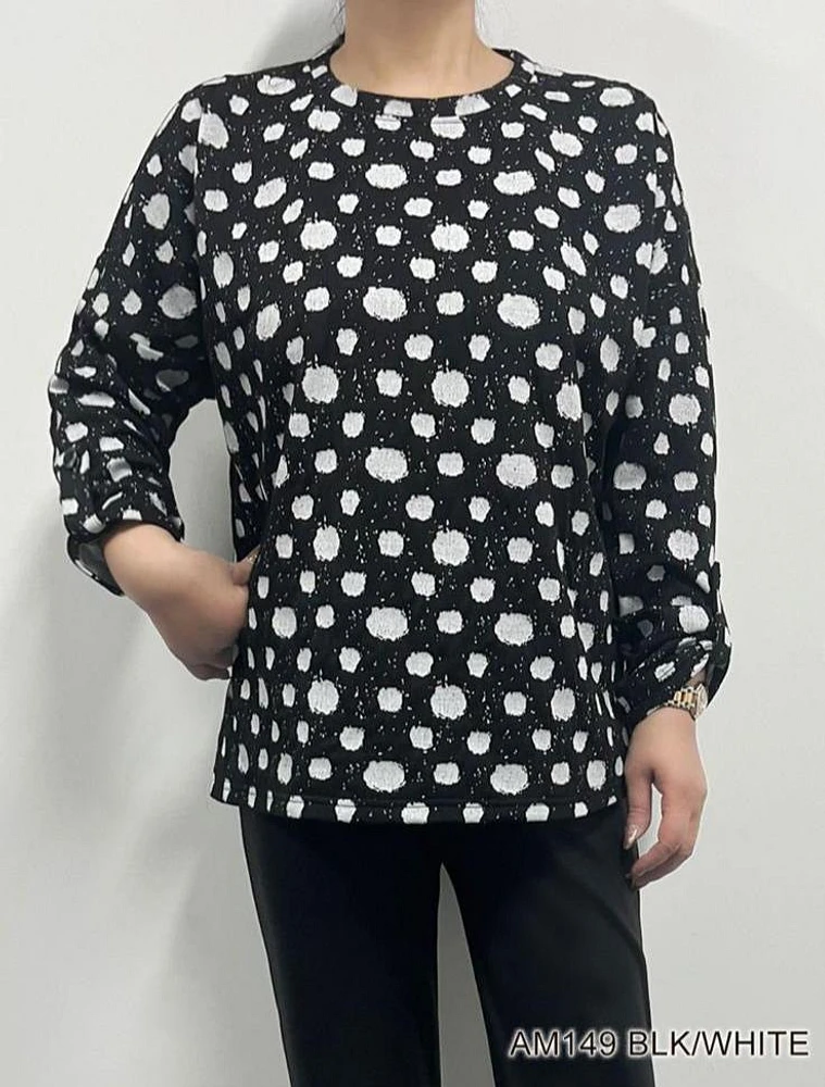 Black/White Printed Top AM149