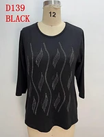 Black Sequin Detail Top D139