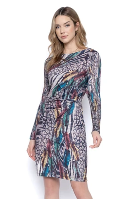 Long-Sleeve Side-Draped Dress BC616MP