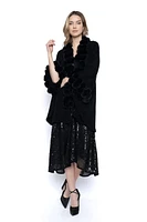 Black Faux-Fur Trimmed Poncho BK459