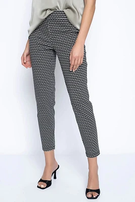 Geo Print Pull-On Straight Leg Ankle Pants EM092BR