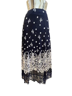 NAVY PRINTED SKIRT PRINT 215