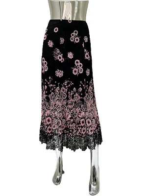 PRINTED SKIRT PINK & BLACK PRINT 213