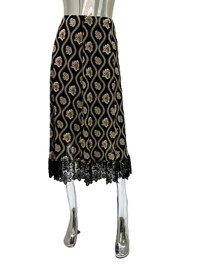 Printed Skirt with Lacy Bottom Print 206