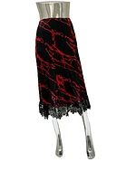 RED & BLACK LACE TRIM SKIRT PRINT 209