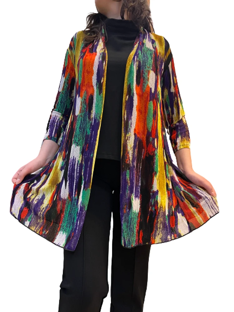 PURPLE MULTI ABSTRACT CARDIGAN PRINT 99